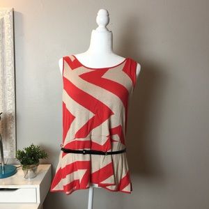 New York and Company Orange Peplum Top w/ Belt